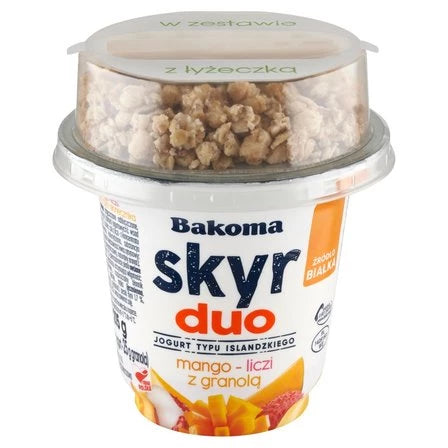 BAKOMA Skyr Duo Jogurt typu islandzkiego mango-liczi z granolą 215 g
