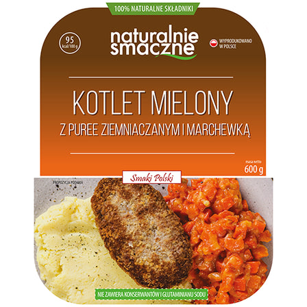 NATURALNIE SMACZNE Kotlet mielony z puree ziemniaczanym i marchewką 600 g